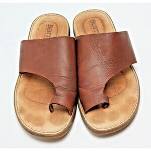 Born Hinti Slides Womens Size 8M Brown Sandal Slides Slip On Toe Loop Flats